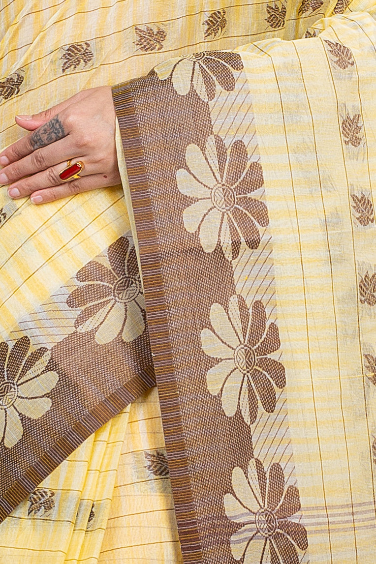 Brown Pure Cotton KotkiTat Tant Saree (889)